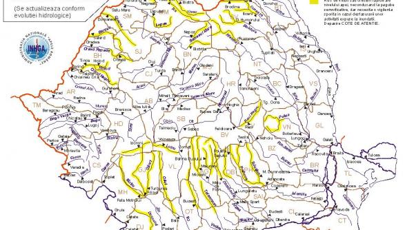 cod galben de inundatii in 22 de bazine hidrografice vezi harta