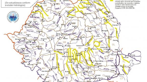 cod galben de inundatii pe majoritatea raurilor din tara