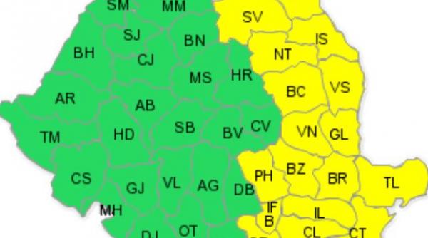cod galben de ploi torentiale grindina si vijelii sunt vizate moldova dobrogea si jumatatea estica a munteniei