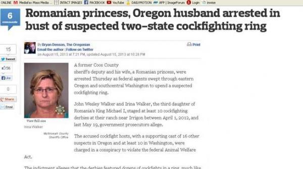 principesa irina si sotul ei arestati in statele unite pentru ca ar fi organizat lupte de cocosi