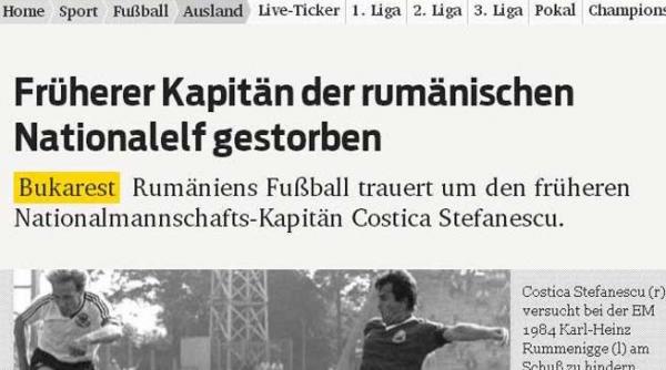 fotbalul romanesc este in doliu romania isi plange capitanul scrie presa straina