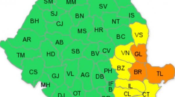 cod portocaliu de ploi torentiale in galati braila si tulcea