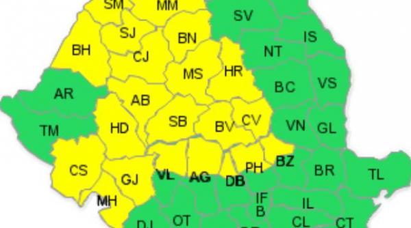 avertizare cod galben de ploi si vijelii in 21 de judete ce zone vor fi afectate