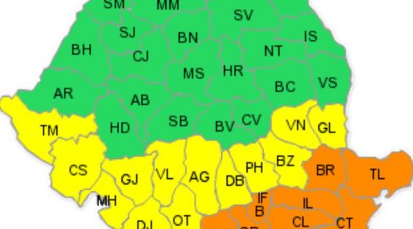 cod portocaliu de ploi abundente in capitala si alte 8 judete din sud estul tarii