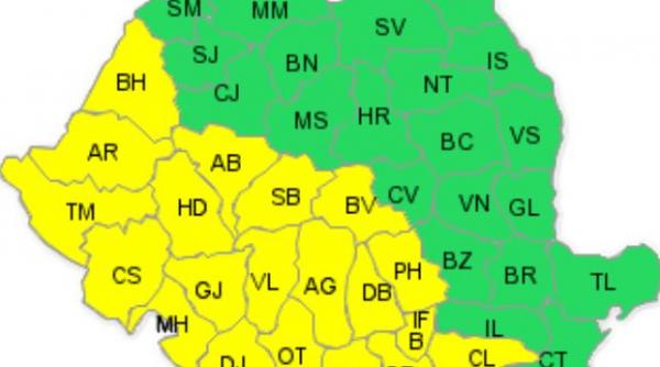 cod galben de ploi torentiale si vijelii pana maine la ora 12 00 ce zone vor fi afectate