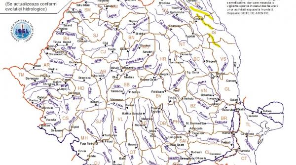 cod galben de depasiri ale cotelor de atentie pe trei rauri din botosani iasi si vaslui