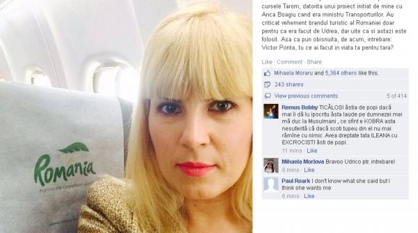 foto udrea in avion cu gandul la frunza i la ponta