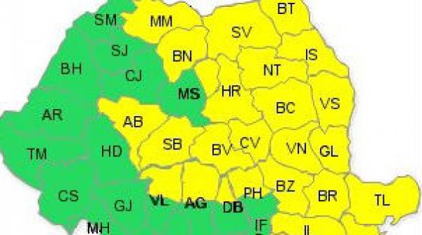 codul galben de ploi restrans la 25 de judete va fi afectata jumatatea de est a tarii