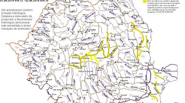 rauri din 13 judete sub cod galben de inundatii ce zone sunt afectate