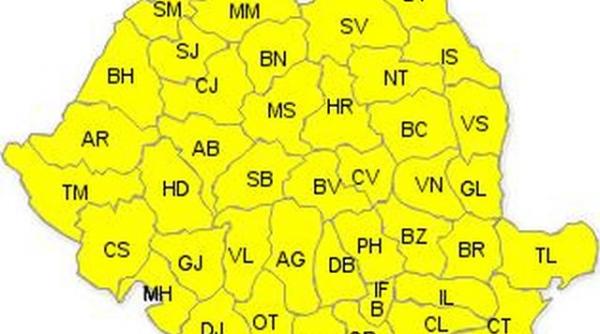 cod galben de ploi abundente vijelii si grindina in intreaga tara pana joi dimineata