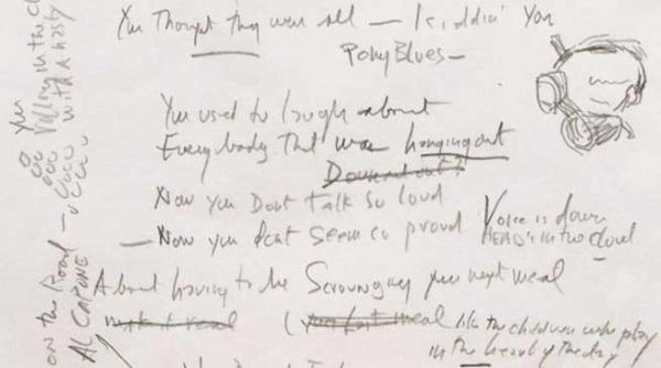 manuscris a lui bob dylan vandut cu 2 milioane