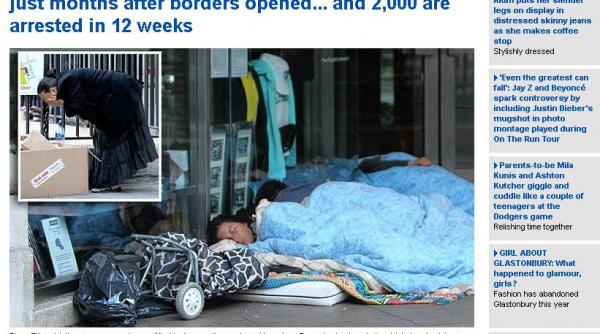 daily mail ridicarea restrictiilor pe piata muncii a dus la triplarea numarului de vagabonzi romani din centrul londrei