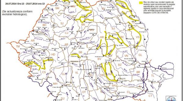 cod galben de inundatii pentru 13 bazine hidrografice avertizarea valabila pana vineri la ora 13 00