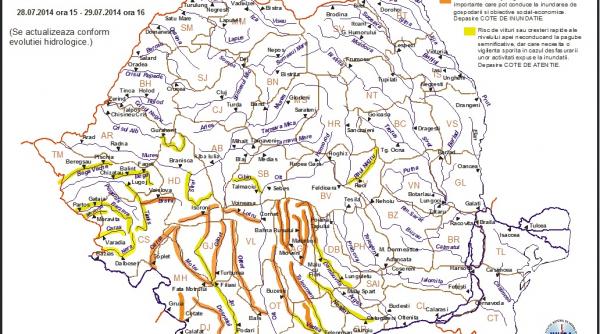 cod portocaliu de inundatii pe rauri din mai multe judete pana marti comandament de urgenta la guvern