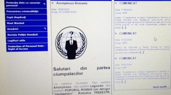 site ul politiei romane spart de hackeri mesajul transmis de anonymous romania