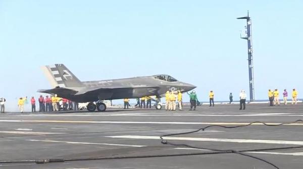 cel mai performant avion de vanatoare din istorie f 35 a reusit prima sa aterizare pe portavionul uss nimitz video