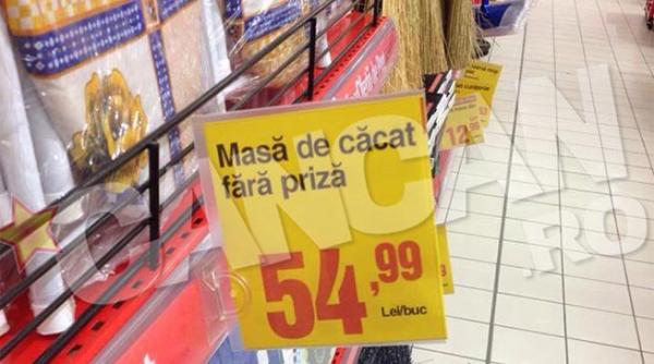 eticheta pe ratul unui magazin bucure tean masa de cacat fara priza