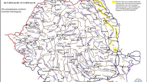cod galben de inundatii pe rauri si afluenti din zona moldovei incepand de joi dimineata