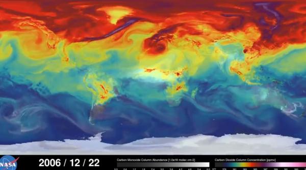 simulare video pe supercomputerul nasa urmare te cum circula in atmosfera gazele cu efect de sera