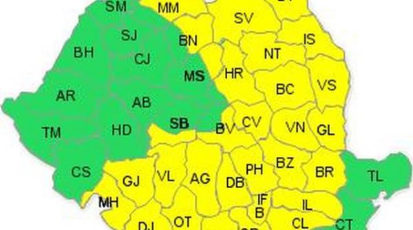 cod galben de ploi ninsori viscol si polei din aceasta seara in 31 de judete si bucuresti