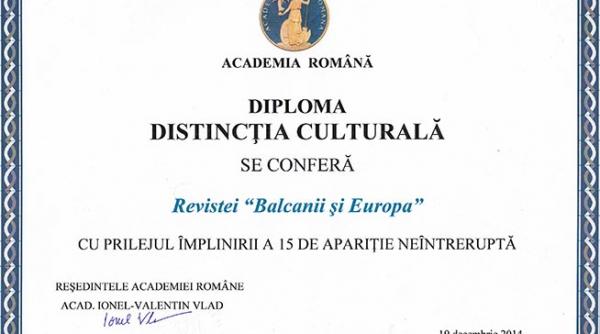 revista balcanii i romania laureata de academia romana