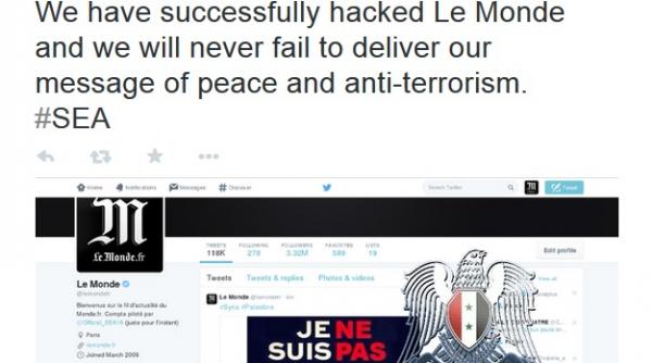 cotidianul francez le monde victima hackerilor sirieni ce mesaj a postat armata electronica siriana