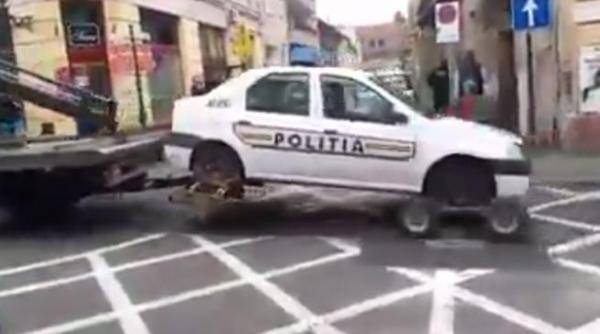 masina politie ridicata parcare neregulamentara