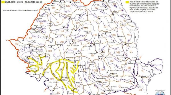 cod galben de inundatii in sapte bazine hidrografice de vineri seara pana duminica