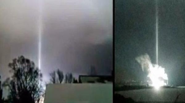 video experiment secret haarp fascicul luminos indreptat catre cer filmat dupa explozia unei sta ii de electricitate