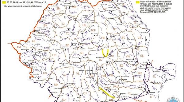 cod galben de inundatii pentru rauri din bazinele hidrografice olt si neajlov vezi harta