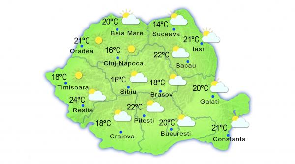 prognoza meteo 29 mai temperaturi in crestere si cer variabil