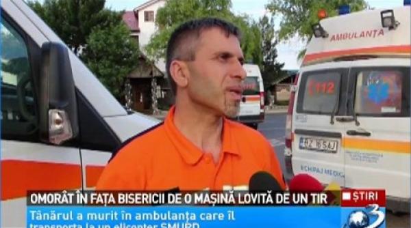 omorat in fata bisercii de o masina lovita de un tir