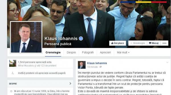 klaus iohannis reactie dupa votul din parlament in cazul lui victor ponta