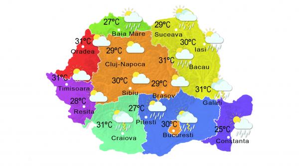prognoza meteo 10 iunie averse in centru si sud