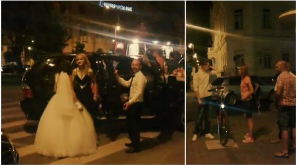 imagini socante cu nuntasi care danseaza langa un motociclist ranit