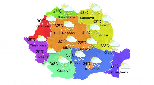 prognoza meteo 15 iunie temperaturi ridicate si averse locale