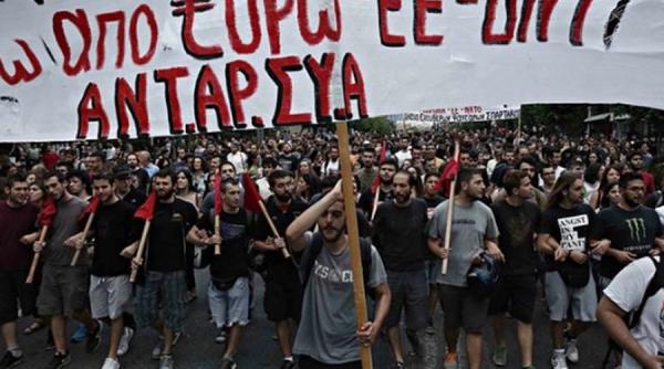 eurogrupul isi doreste continuarea negocierilor la atena este o mare demonstratie unde se cere nu austeritatii transmisie live