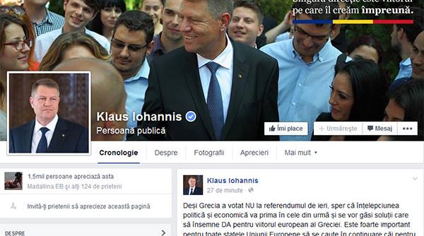reactia lui klaus iohannis dupa referendumul din grecia