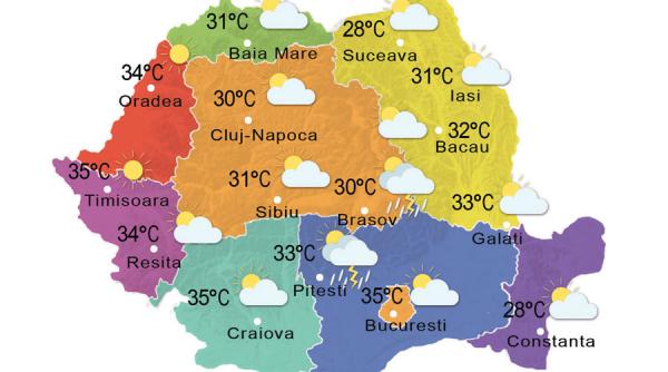 meteo prognoza pentru marti miercuri si joi