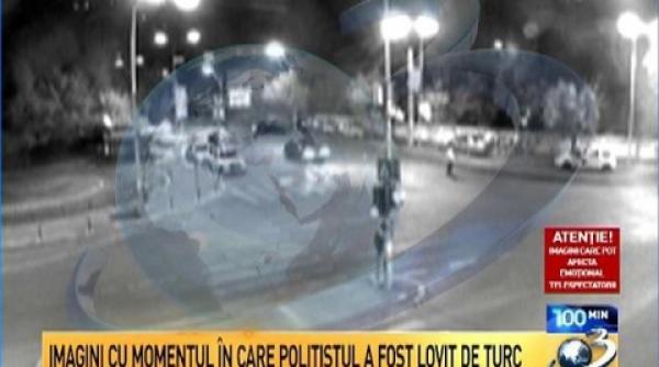 video cu momentul in care soferul turc l a lovit pe politist