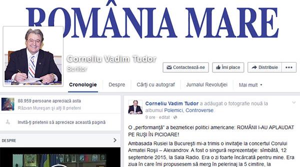 ultima postare pe facebook alui corneliu vadim tudor o performanta a bezmeticei politici americane romanii i au aplaudat pe rusi in picioare