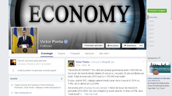 victor ponta promisiune pe facebook un milion de locuri de munca pana in 2020