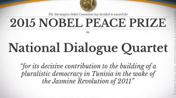 alerta cvartetul pentru dialog national tunisian a castigat premiul nobel pentru pace 2015