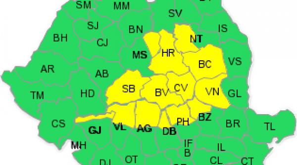 cod galben de ninsori in 13 judete din centrul tarii pana miercuri dupa amiaza