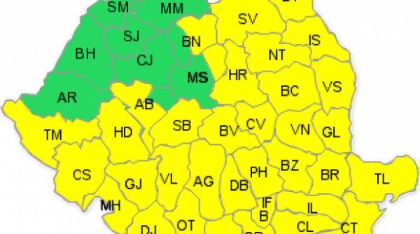 cod galben de ploi si ninsori pentru weekend in aproape toata tara