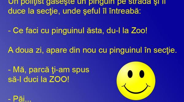 bancul zilei cu pinguinul la sectia de politie