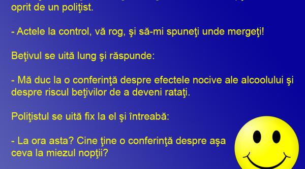 bancul zilei conferinta despre efectele nocive ale alcoolului si despre riscul betivilor de a deveni ratati
