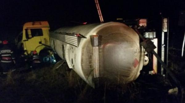 accident grav cisterna cu acid sulfuric rasturnata pe dn soferul a fost gasit mort