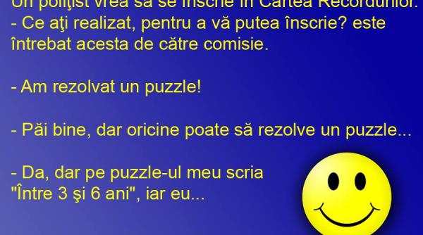 bancul zilei puzzle de cartea recordurilor cu sirena si girofar