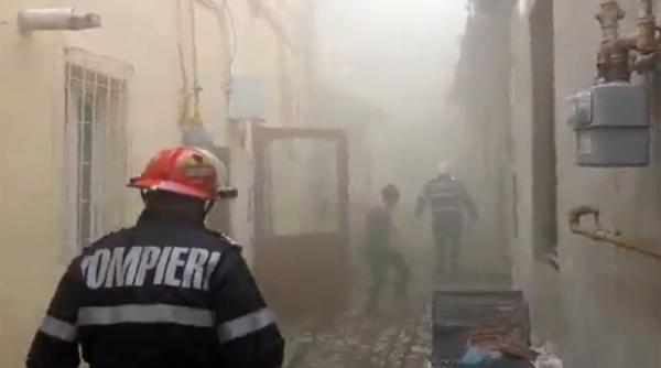 video incendiu in centrul istoric al brasovului